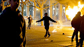 Still image of Fireworks and explosives at a protest.
